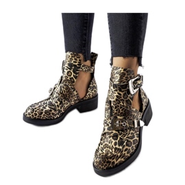 Cizme cu decupaje imprimeu leopard negru