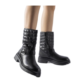 Botine negre cu partea superioară matlasată negru