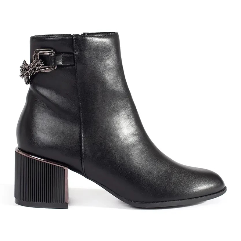 Goodin Botine de dama negre cu toc elegant negru