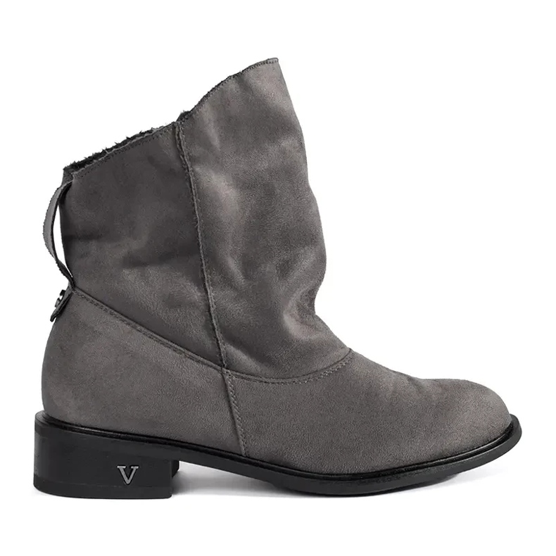 Shelvt Botine gri cu partea superioară cu volane Shelvt Botine gri cu partea superioară cu volane