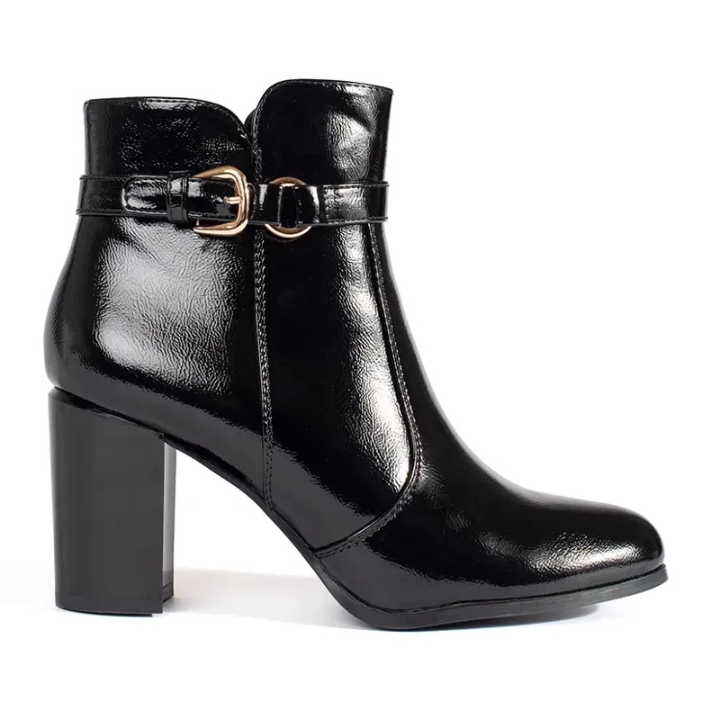 Botine negre lacuite cu toc de la Sergio Leone negru