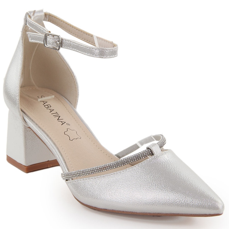 Sandale de dama Silver Sabatina ascutit cu zirconiu cubic argint