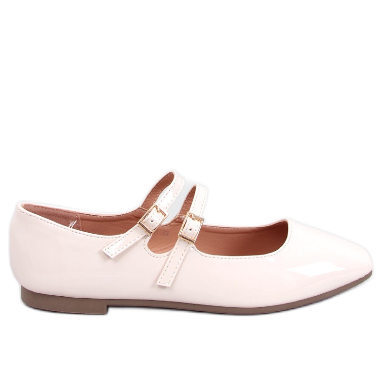 Balerini patentati in stil Mary Jane Bej Balerini patentati in stil Mary Jane Bej