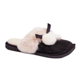 Papuci de damă cu blană moale negru Papuci de damă cu blană moale negru