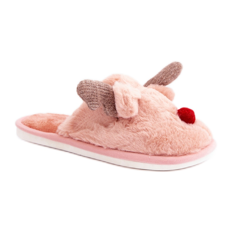 Papuci de damă cu motiv de reni roz