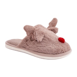 Papuci de damă cu motiv de reni bej