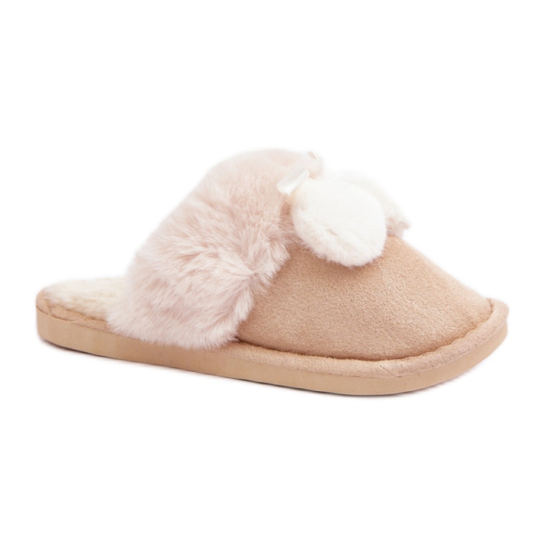 Papuci de damă cu blană moale bej Papuci de damă cu blană moale bej