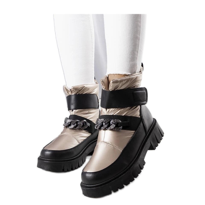 Cizme de zapada aurii cu lant Ephraim - Solea Cizme de zapada aurii cu lant Ephraim - Solea