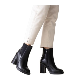 Botine negre cu toc din piele ecologica Almase - Solea negru