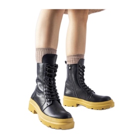 Tenisi negri cu talpa galbena Quennie - Solea negru