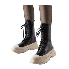 Pantofi muncitori negri cu talpa bej groasa Crosia - Solea negru