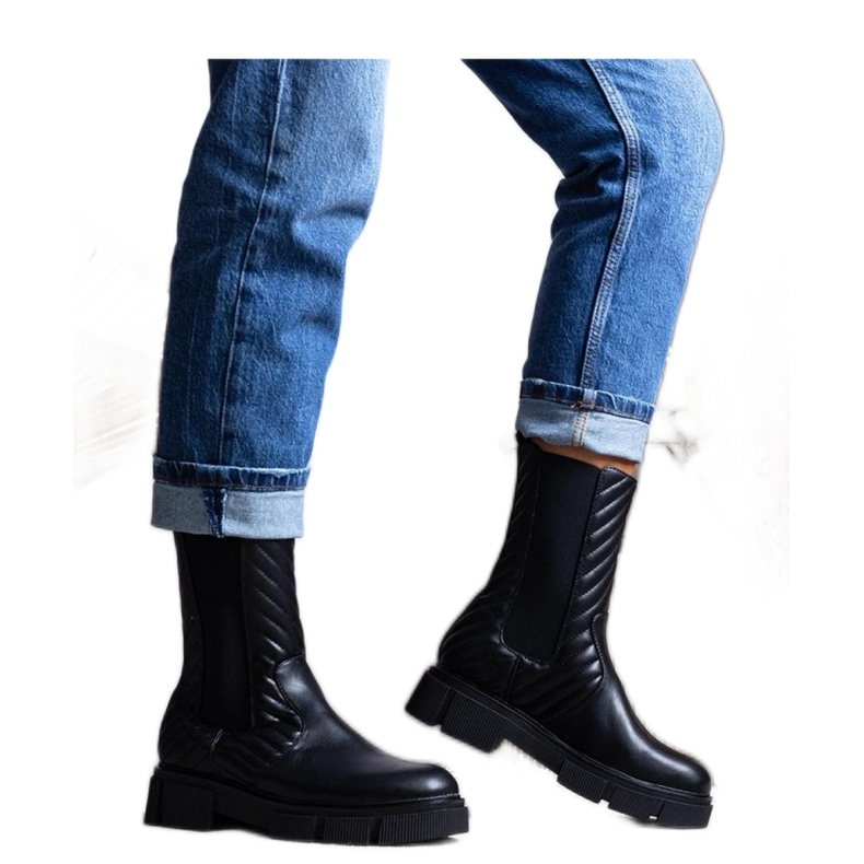 Botine negre cu curea Kevin - Solea negru