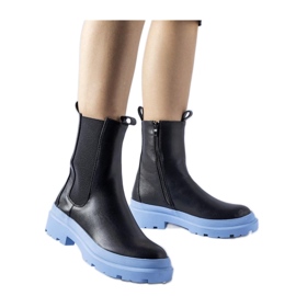 Pantofi negri cu talpa albastra Georgette - Solea negru