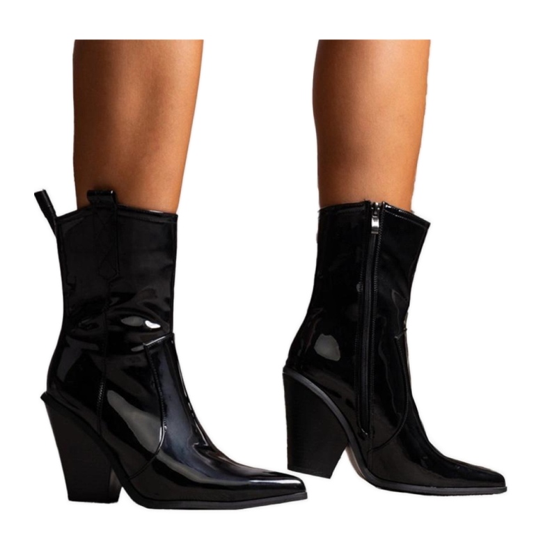 Cizme negre lacuite negru