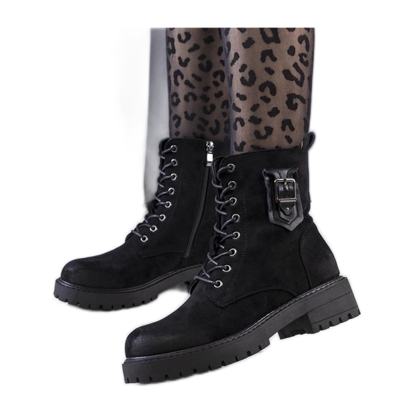 Trappers din piele intoarsa neagra negru Trappers din piele intoarsa neagra negru