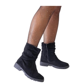 Botine negre sifonate din piele intoarsa ecologica negru