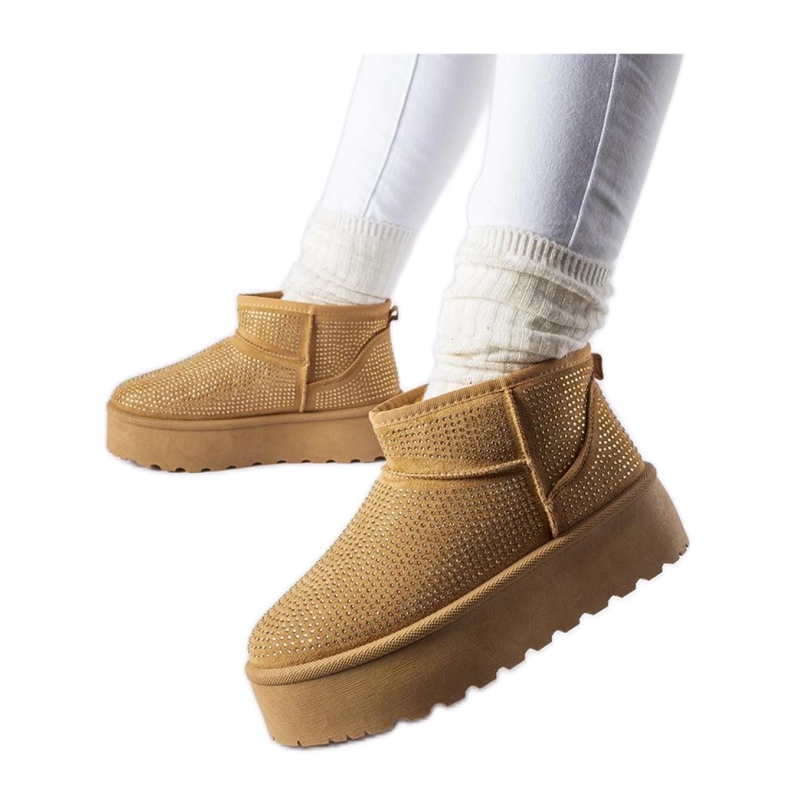 Cizme de zapada maro cu zirconi