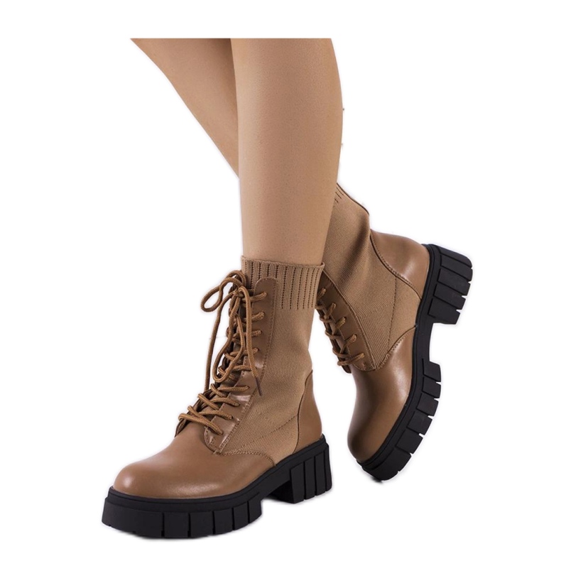 Botine maro cu partea superioară flexibilă Botine maro cu partea superioară flexibilă