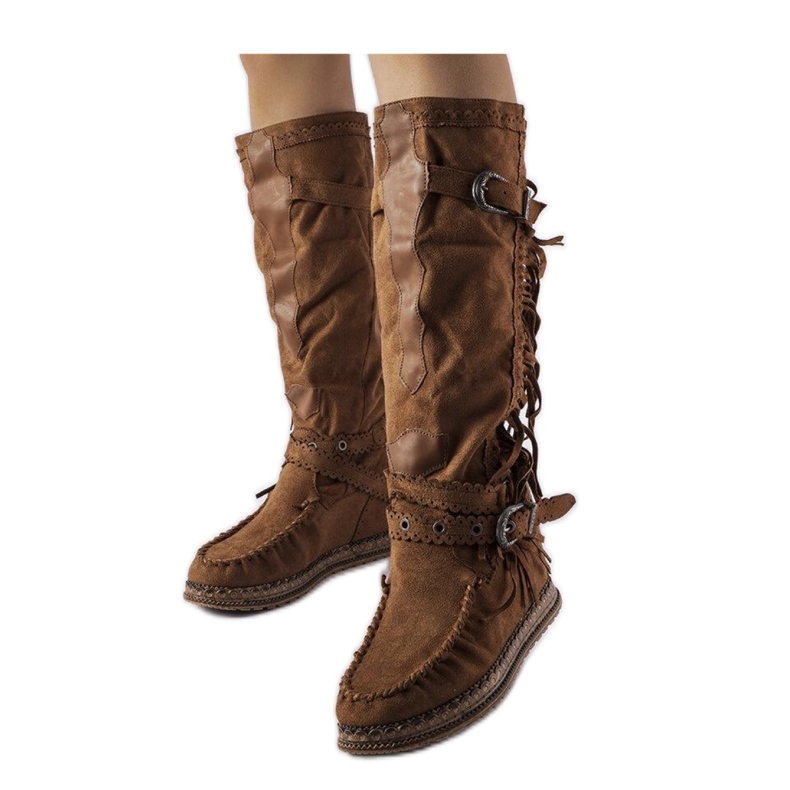 Cizme maro cu pană de interior