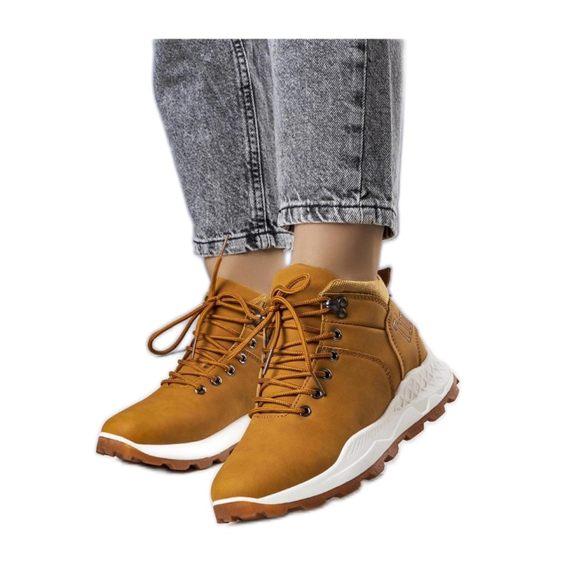 Cizme de drumeție de damă, maro, izolate Cizme de drumeție de damă, maro, izolate