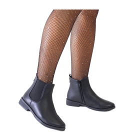 Botine clasice negre cu inserție elastică negru