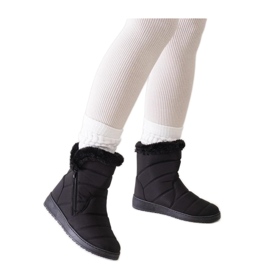 Cizme negre de zapada decorate cu blana negru Cizme negre de zapada decorate cu blana negru