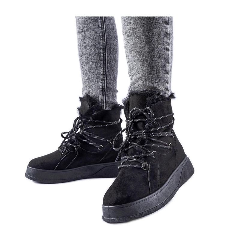 Cizme de zapada cu platforma neagra negru Cizme de zapada cu platforma neagra negru