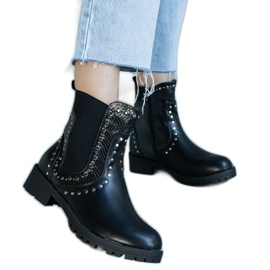 Botine decorate negre negru Botine decorate negre negru