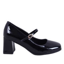 Papuci cu toc inalt Maddoi Black patent negru