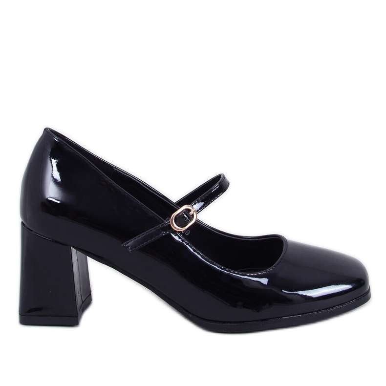 Papuci cu toc inalt Maddoi Black patent negru