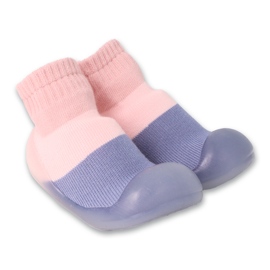 Papuci pentru bebelusi elastic roz si albastru Befado 002P083