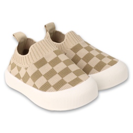 Pantofi pentru bebelusi Befado bej cu carouri maro 002P061 Pantofi pentru bebelusi Befado bej cu carouri maro 002P061