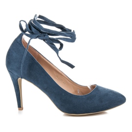 Vices Pompe din piele intoarsa cu legare albastru Vices Pompe din piele intoarsa cu legare albastru