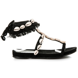 Vices Sandale legate cu scoici negru