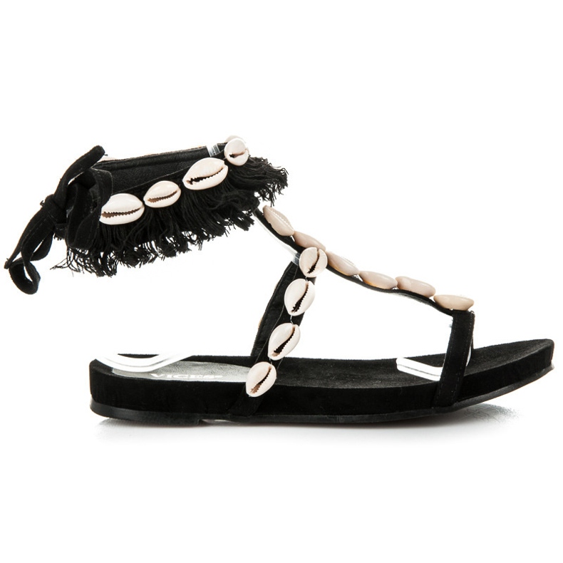 Vices Sandale legate cu scoici negru Vices Sandale legate cu scoici negru