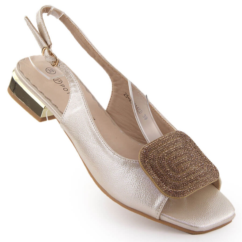 Sandale de dama elegante cu decor zircon auriu Potocki WS43314 de aur