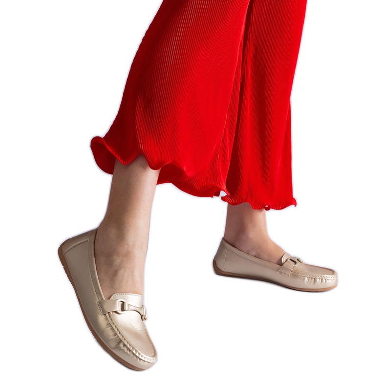 Gold Classic Eco Loafers piele metalică de aur