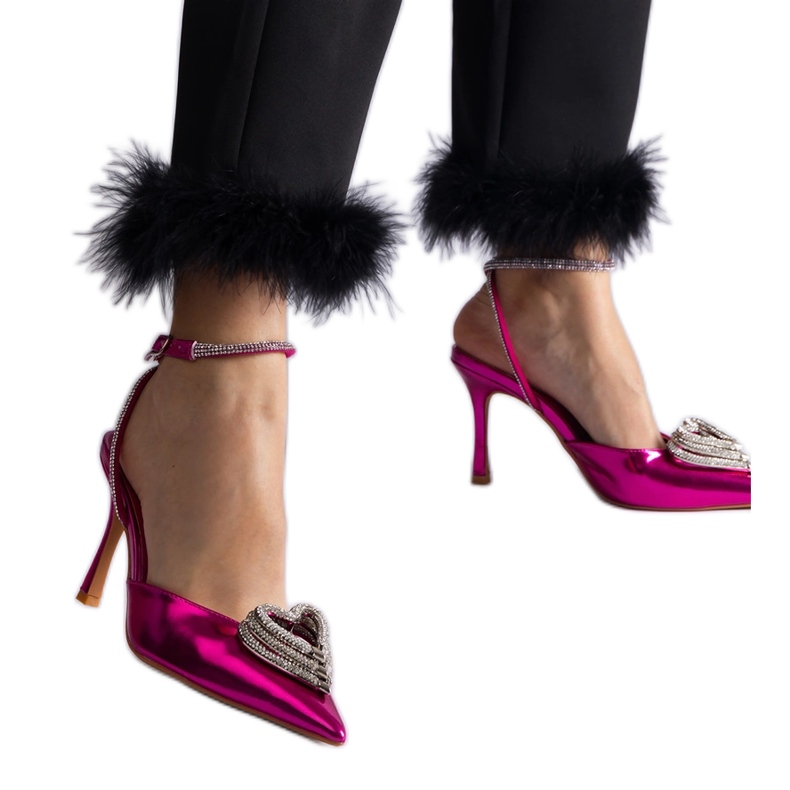 Tocuri roz cu toc deschis decorat cu zirconi