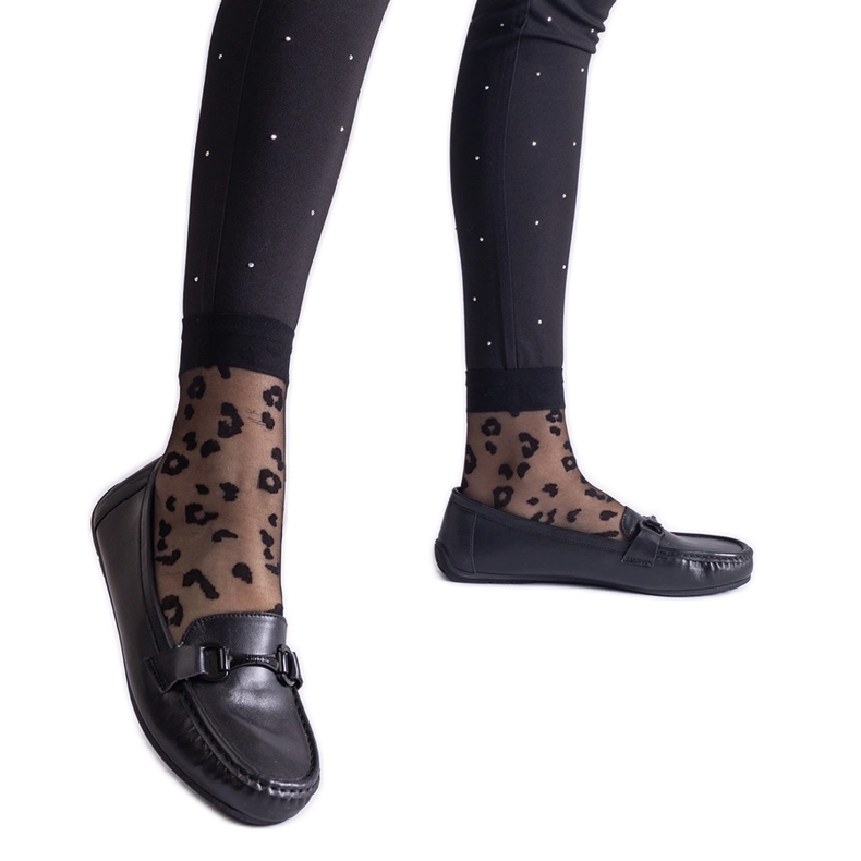 Mocasini clasici negri din piele ecologica negru