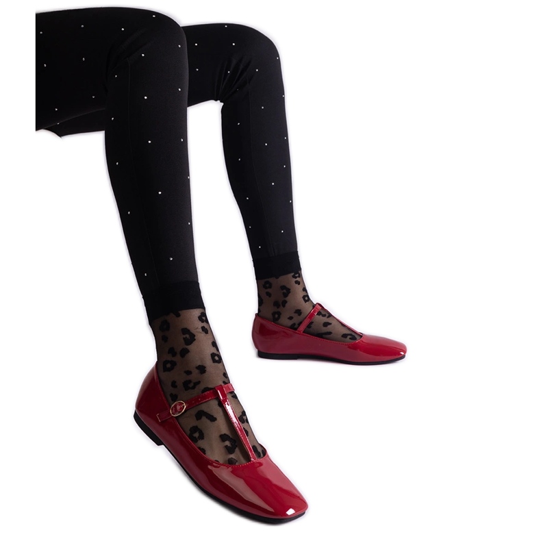 Balerini roșii lacuite cu centură roșu Balerini roșii lacuite cu centură roșu