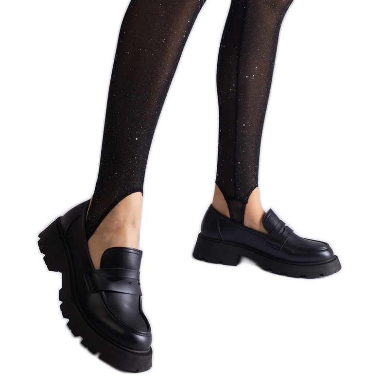 Mocasini de dama negre din piele ecologica negru