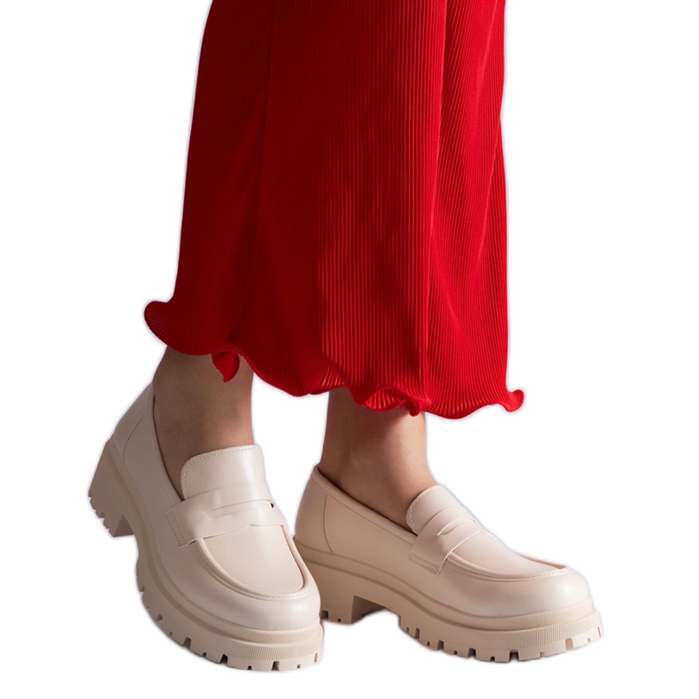 Mocasini de dama bej din piele ecologica Mocasini de dama bej din piele ecologica