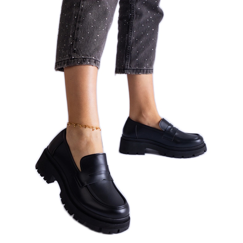 Mocasini negri din piele ecologica negru Mocasini negri din piele ecologica negru