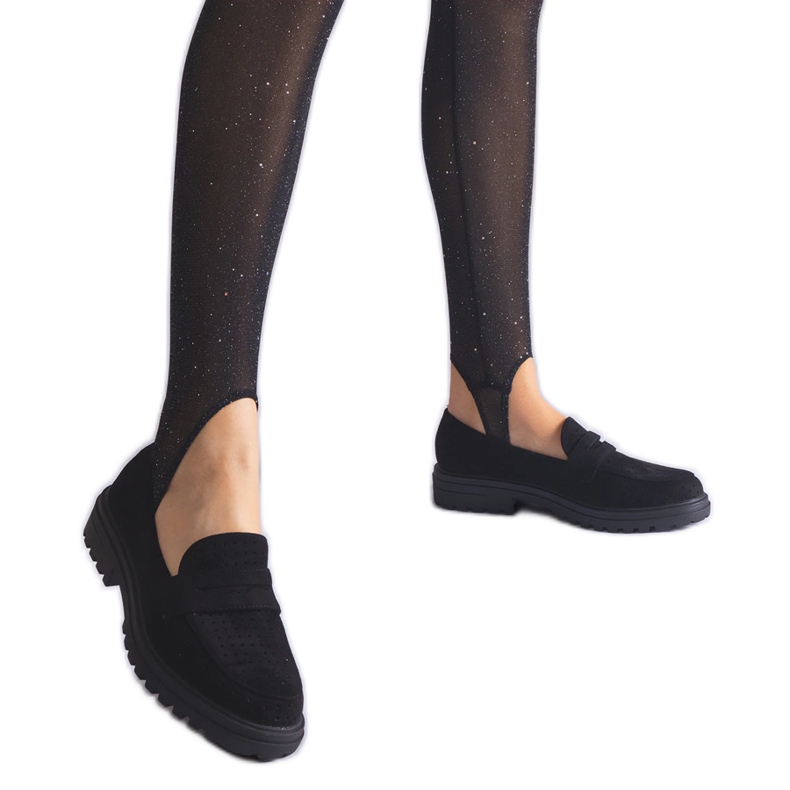 Mocasini negri ajurati din piele intoarsa ecologica negru Mocasini negri ajurati din piele intoarsa ecologica negru