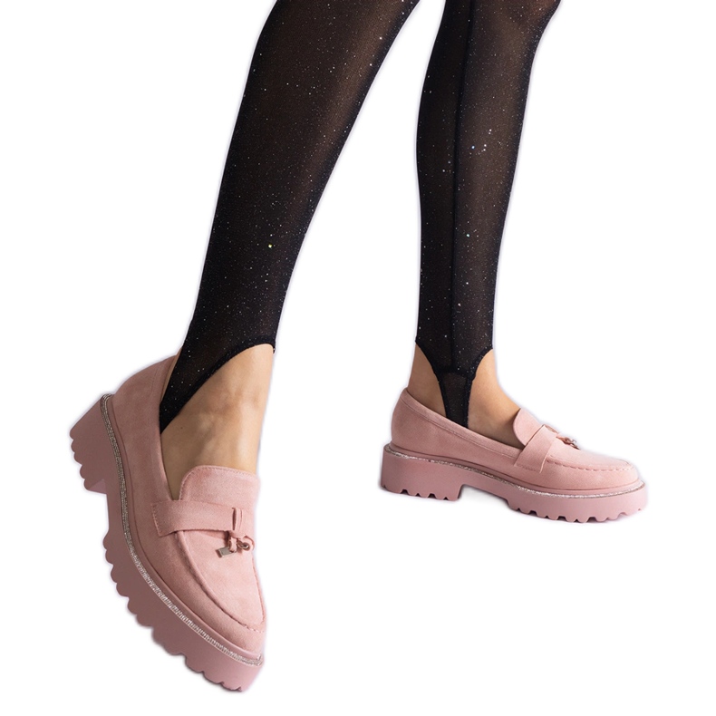 Mocasini roz din piele ecologica