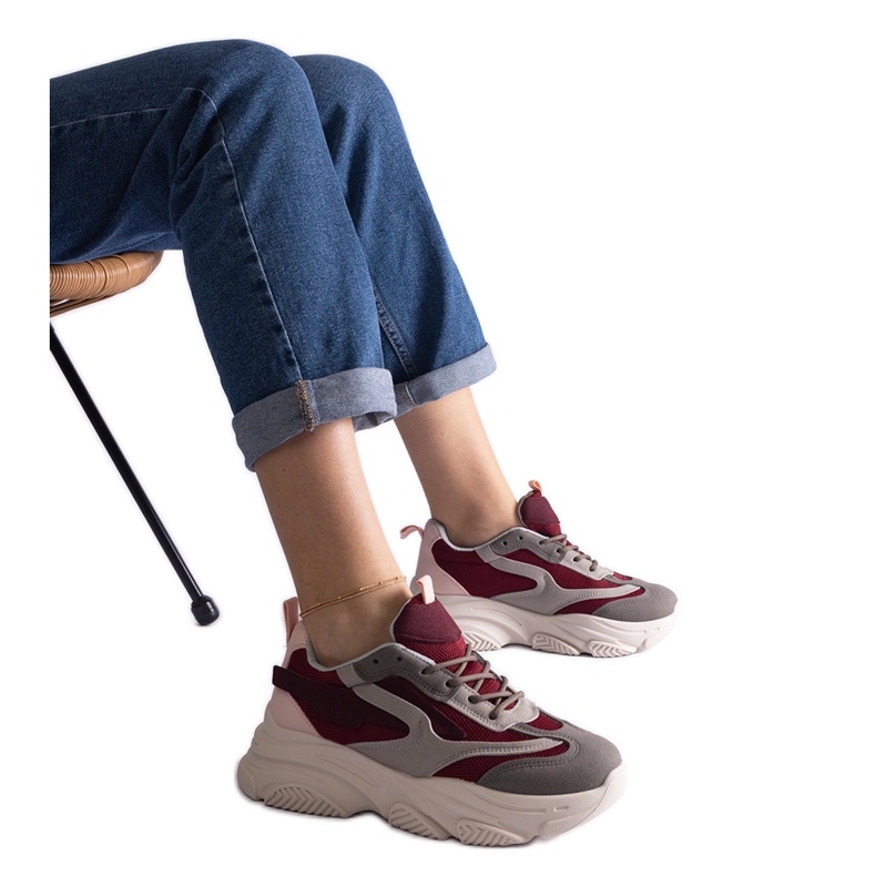 Tenisi dama burgundy si gri roșu