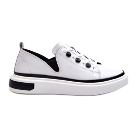 S.Barski Pantofi sport pentru femei lăcuite din piele LR535 Alb S.Barski Pantofi sport pentru femei lăcuite din piele LR535 Alb