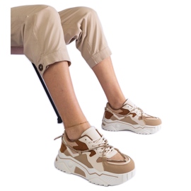 Adidași maro decorați cu șnur de zircon bej