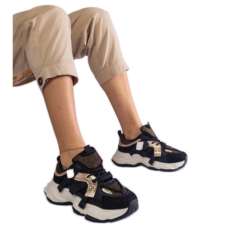 Tenisi negri cu inserții aurii negru