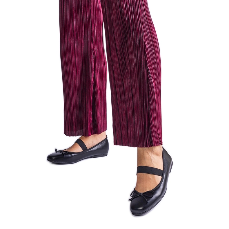 Balerini negri cu bandă elastică și fundă decorativă negru Balerini negri cu bandă elastică și fundă decorativă negru